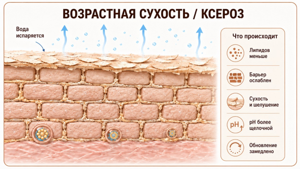 Вав-здоровой-коже-роговой-слой-работает-как-продуманная-система-которая-удерживает-влагу схема-развития-ксероза-кожи